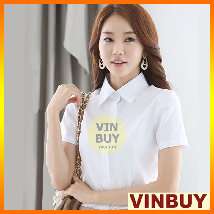 Áo sơ mi trắng nữ tay ngắn DIAMOND designed by VINBUY, form ôm người đẹp, bao chất lượng mua ngay kẻo lỡ | BigBuy360 - bigbuy360.vn