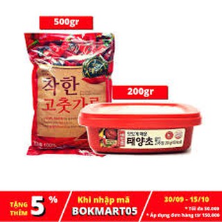 Combo ớt bột hàn quốc 500gr + 1 hộp tương ớt gochujang hàn quốc 200gr