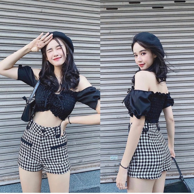 Áo croptop trễ vai