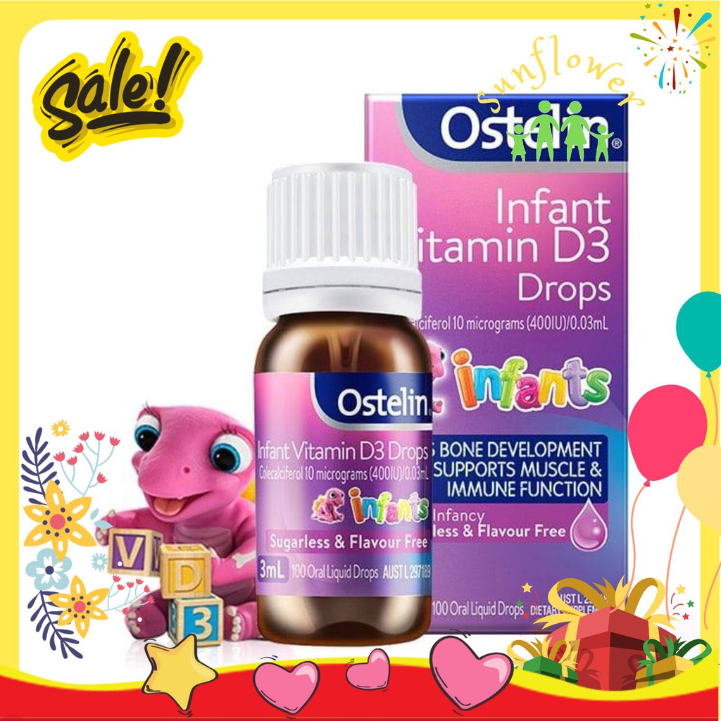 Ostelin nhỏ giọt Infant Vitamin D3 Drops 2.4mL Cho Bé sơ sinh Từ 0-12M của ÚC