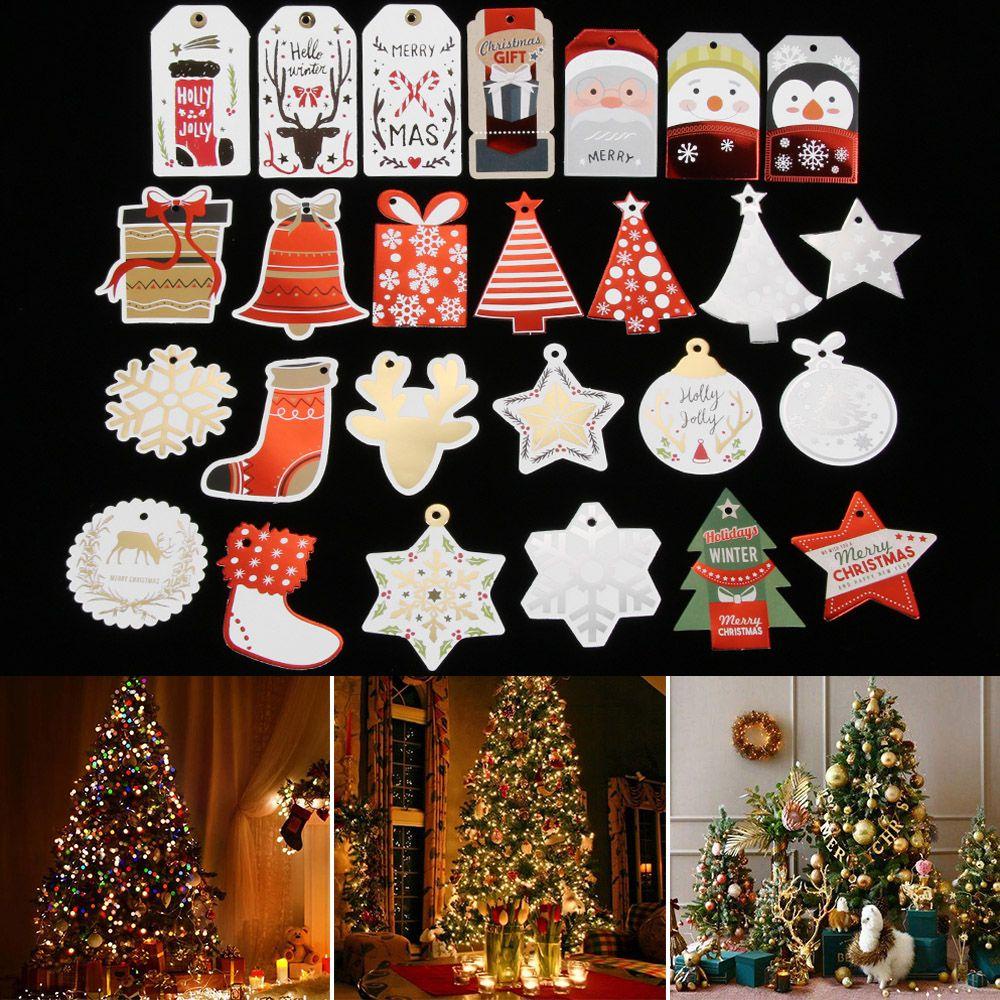 BORAG Set 12 Nhãn Dán Trang Trí Hộp Quà Sinh Nhật Hình Ông Già Noel &amp; Ngôi Sao Bằng Giấy Kraft Màu Vàng