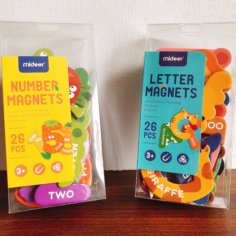 Bảng chữ cái nam châm kèm số cao cấp cho bé hình con vật có thể gắn tường tủ lạnh cỡ chữ lớn hãng Mideer