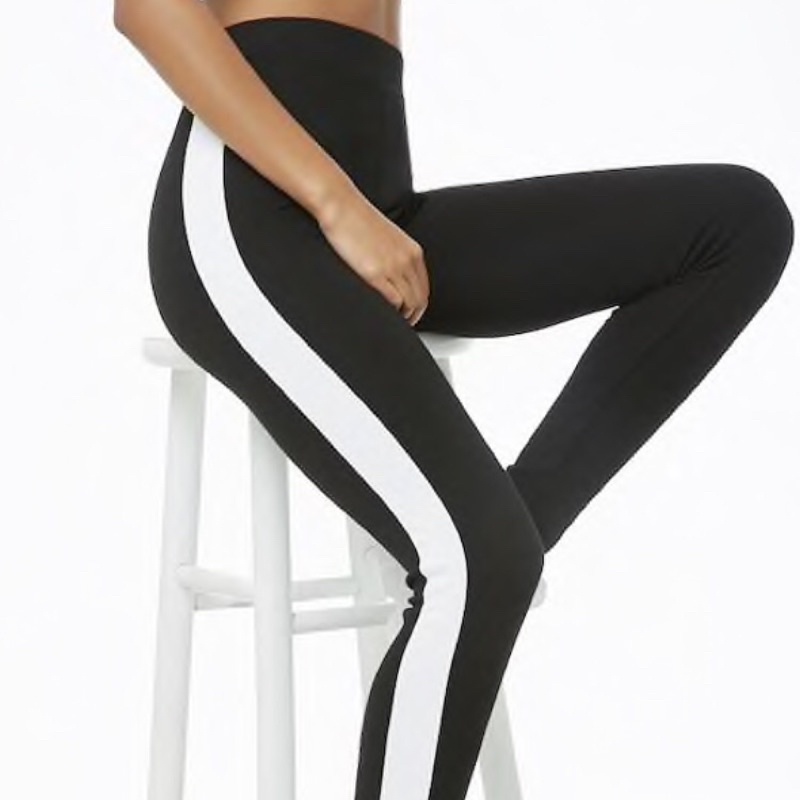 Quần Legging Nữ Sọc Trắng Bên Hông Co Giãn Hàng Xuất Xịn