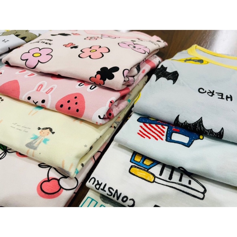 Đồ Bộ Mùa Hè Cho Bé Trai Bé Gái Maykids Hàn Quốc Cotton Mát Mềm Mịn Bộ Cộc Tay Máy Cẩu Khủng Long Siêu Hot Cho