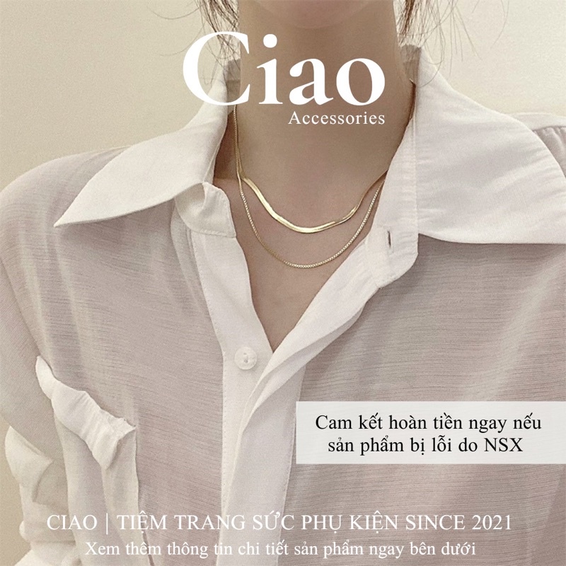 [HOẢ TỐC 1H] Dây chuyền/ Vòng cổ titan không gỉ thiết kế 2 lớp dây phong cách trendy Millary Ciao