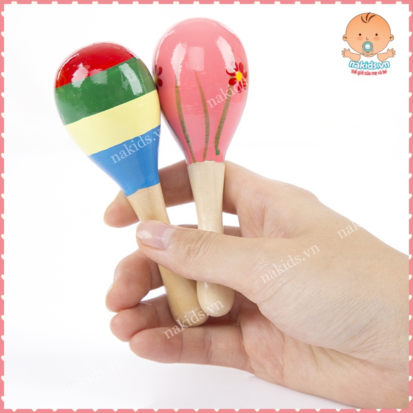 Lục Lạc Gỗ Đầu Tròn, Đồ Chơi Xúc Xắc Thúc Đẩy Khả Năng Cầm Nắm Và Thị Giác, Thính Giác Cho Bé MS89 - DC2