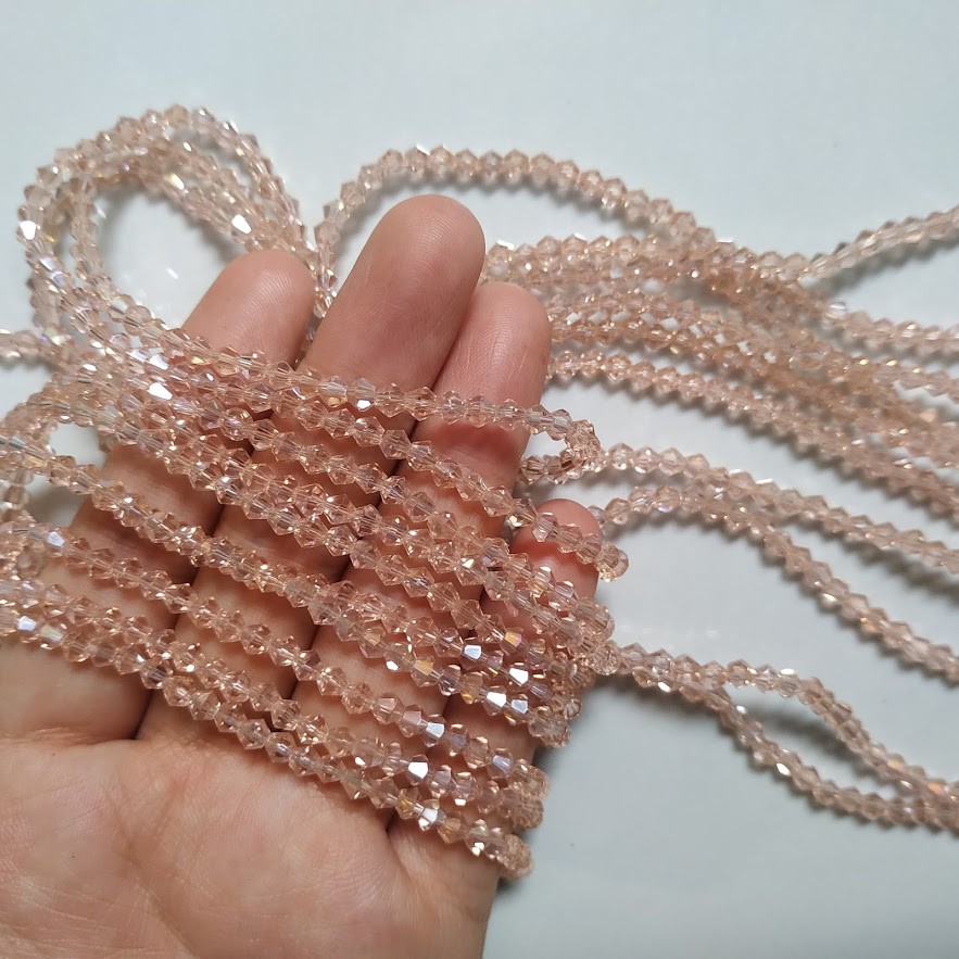 1 dây hạt pha lê nhựa 3mm khoảng 140 hạt- Nguyên liệu handmade, đính áo, vòng tay giá rẻ
