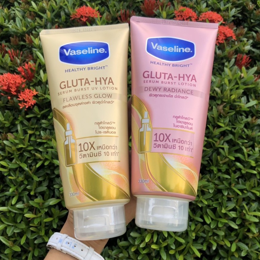 ( Hàng Chính Hãng ) Kem Dưỡng Thể Trắng Da Vaseline Healthy Bright Gluta HYA Serum 10X Thái Lan Chai Lớn 330Ml