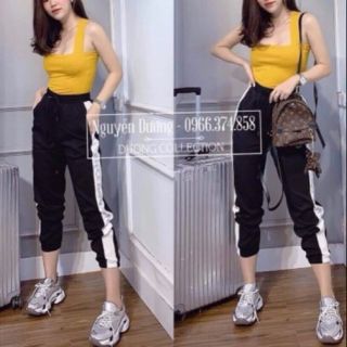 Quần phối lưới sọc chữ dáng thể thao