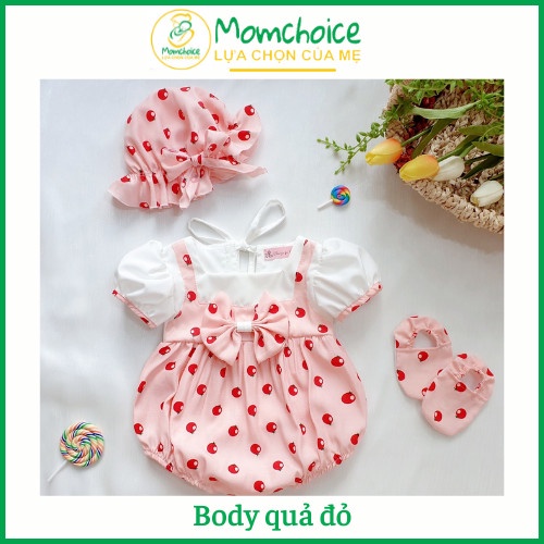 Bodysuit cà chua cho bé gái ❤️ FREESHIP ❤️ BODY trẻ em kèm mũ&giày vải từ ss -13kg chất đũi lạnh mềm mát