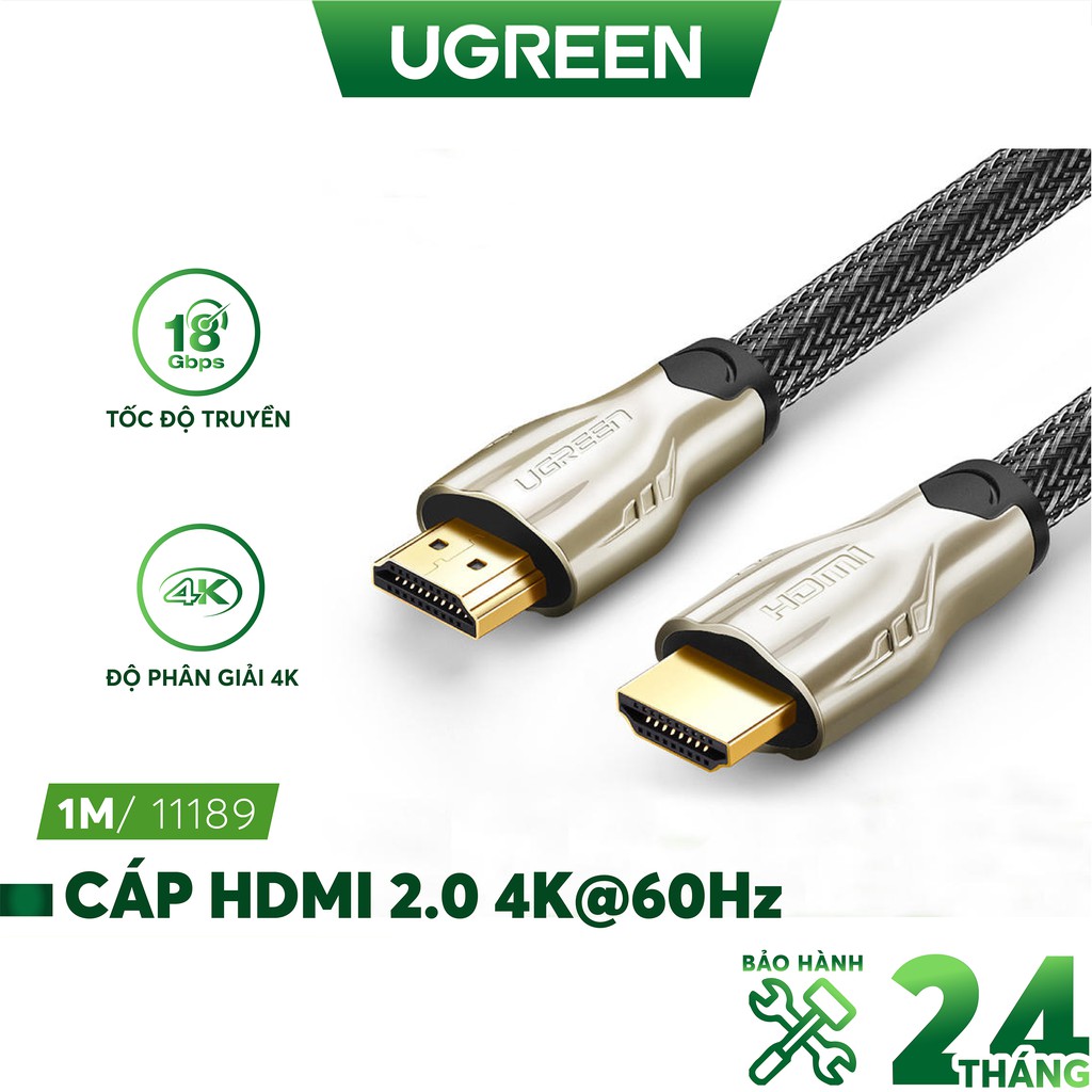 Dây HDMI 1.4 thuần đồng 19+1 đầu hợp kim, cáp bọc lưới, dài từ 1-15m UGREEN HD102 có 2 dạng dây dẹt và tròn