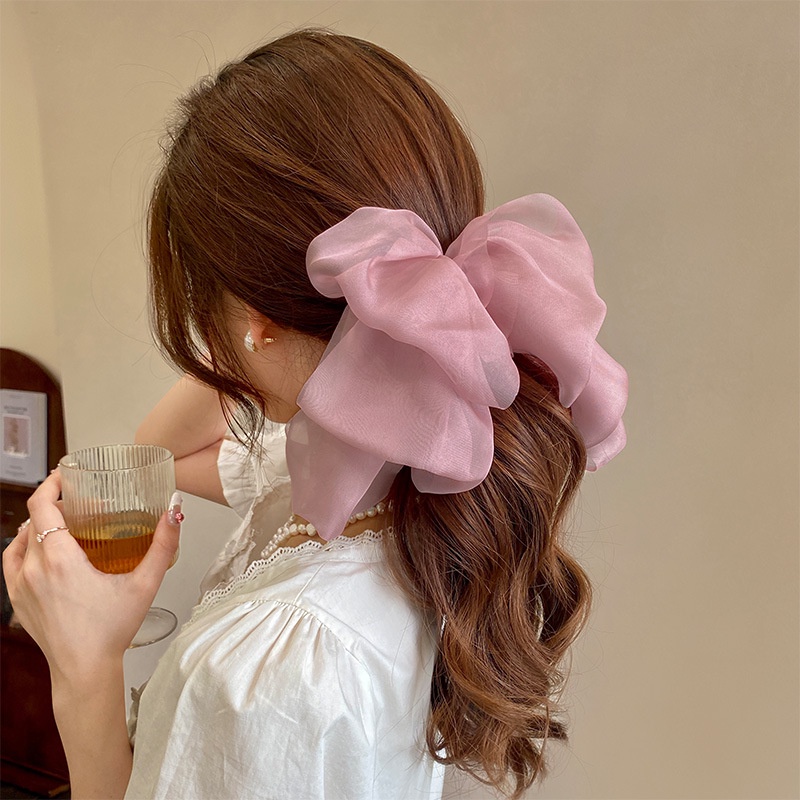 Kẹp Tóc Đính Nơ Vải Chiffon Cỡ Lớn Thời Trang Hàn Quốc Cho Nữ
