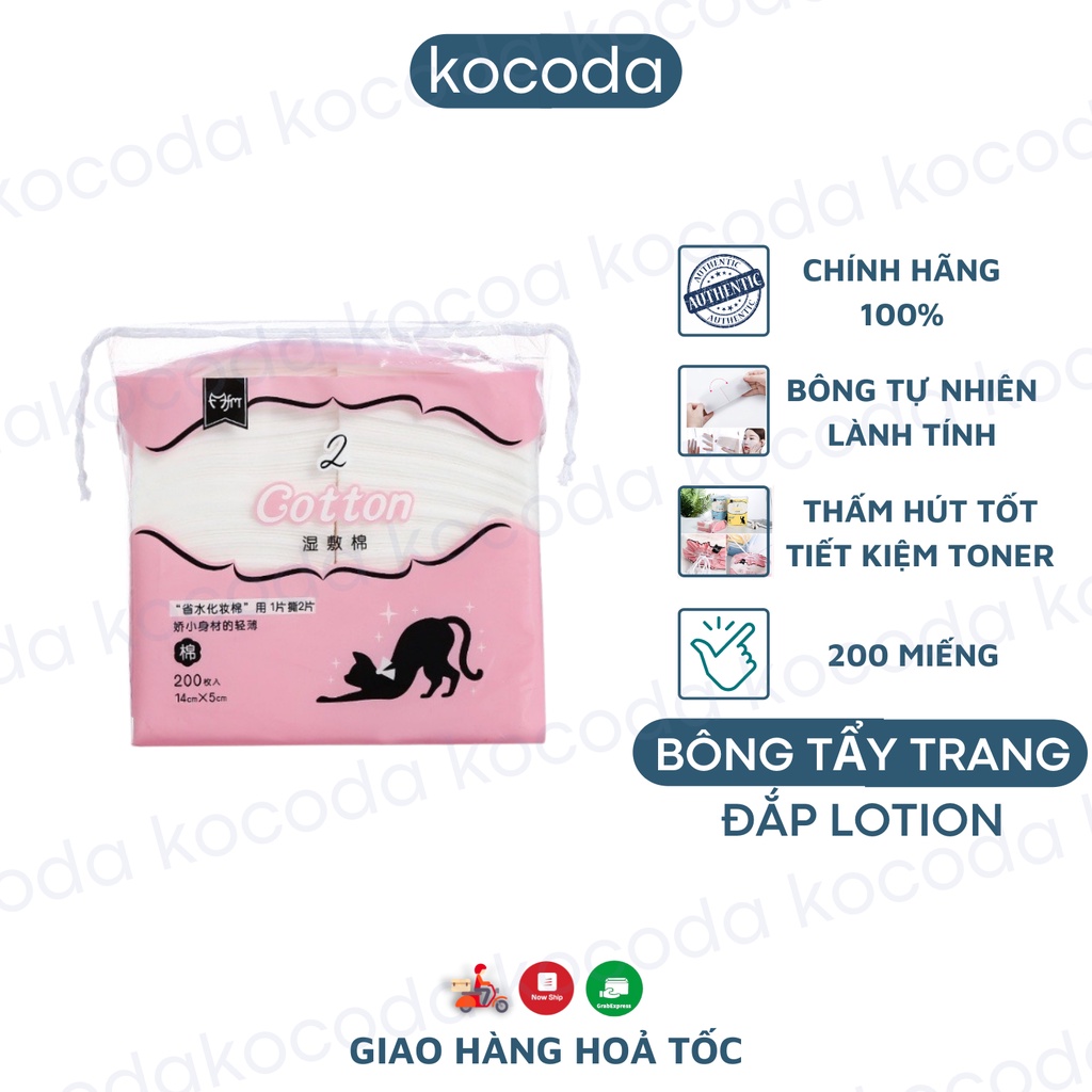 Bông tẩy trang Cotton đắp lotion mask làm mặt nạ toner 200 miếng KOCODA