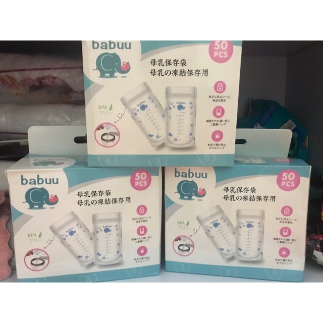 túi trữ sữa BaBuu baby hộp 50 túi đựng đến 250ml