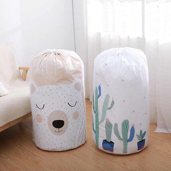 TÚI CHĂN TO Đựng Quần Áo, Chăn Ga, Đồ Chơi Vải Chống Thấm Size Siêu To Có Dây Rút Tiện Lợi