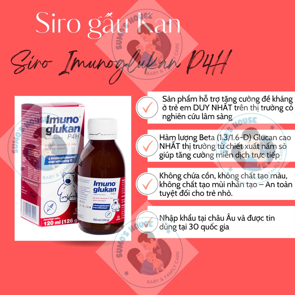 Siro gấu Kan Imunoglukan P4h - Tăng Cường Sức Đề Kháng Cho Bé- nhập khẩu từ Slovakia