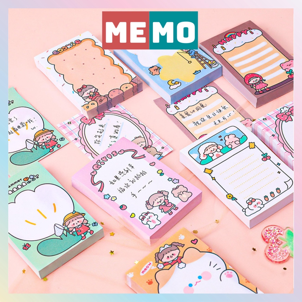 [Mã LIFEBOOK2 giảm 10% đơn 0Đ] Giấy ghi chú, giấy note cute MEMO 80 tờ nhãn dán ghi nhớ khung hình dễ thương