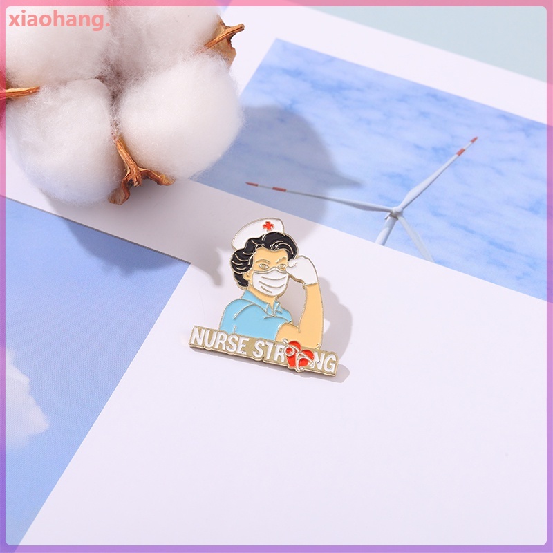 Ghim Cài Áo Hình Y Tá Mạnh Mẽ Tráng Men