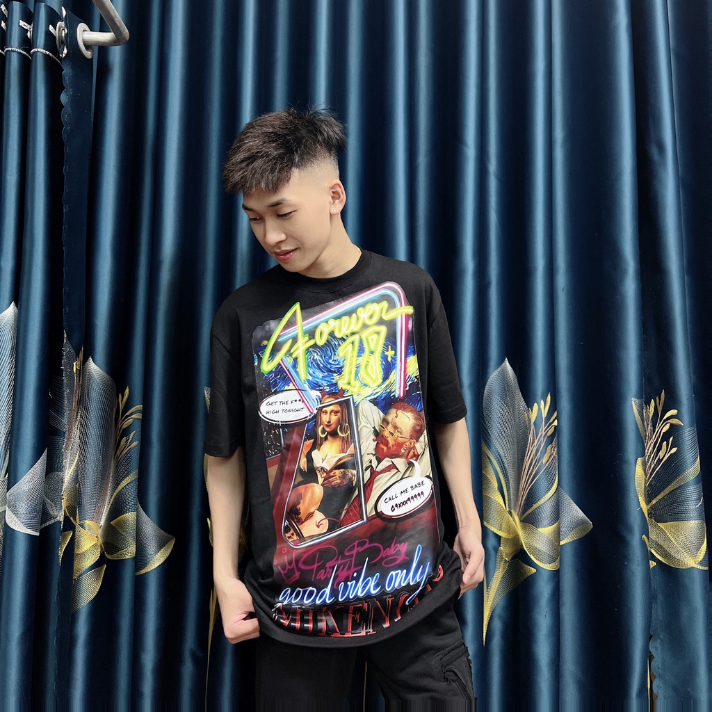 Áo MIKENCO Cao Cấp CHÍNH HÃNG nam nữ, Áo thun Mikenko tay lỡ in hình Vangogh 5D check app xịn, chất cotton mặc mát MK33