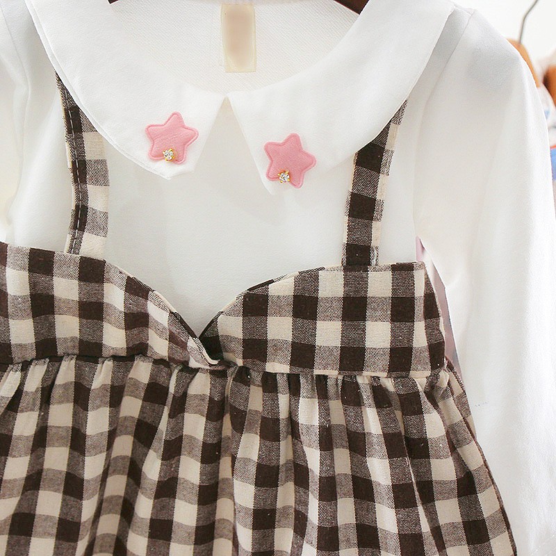 Váy thu đông kẻ caro bé gái size 7-14kg VT20