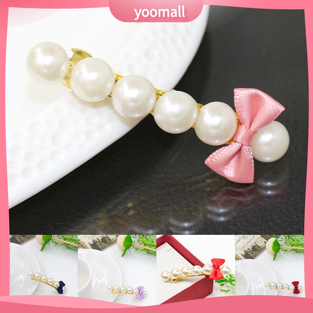 Kẹp tóc nơ đính ngọc trai xinh xắn cho nữ