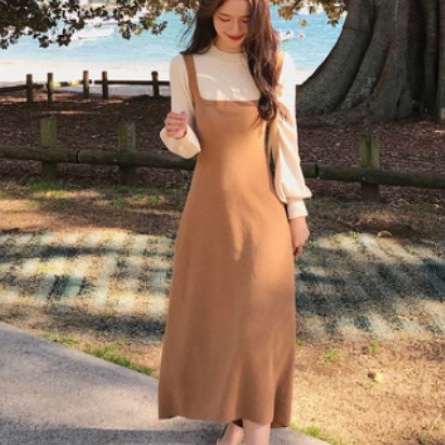 Đầm SUXI dệt kim tay dài phong cách thời trang xinh xắn cho nữ