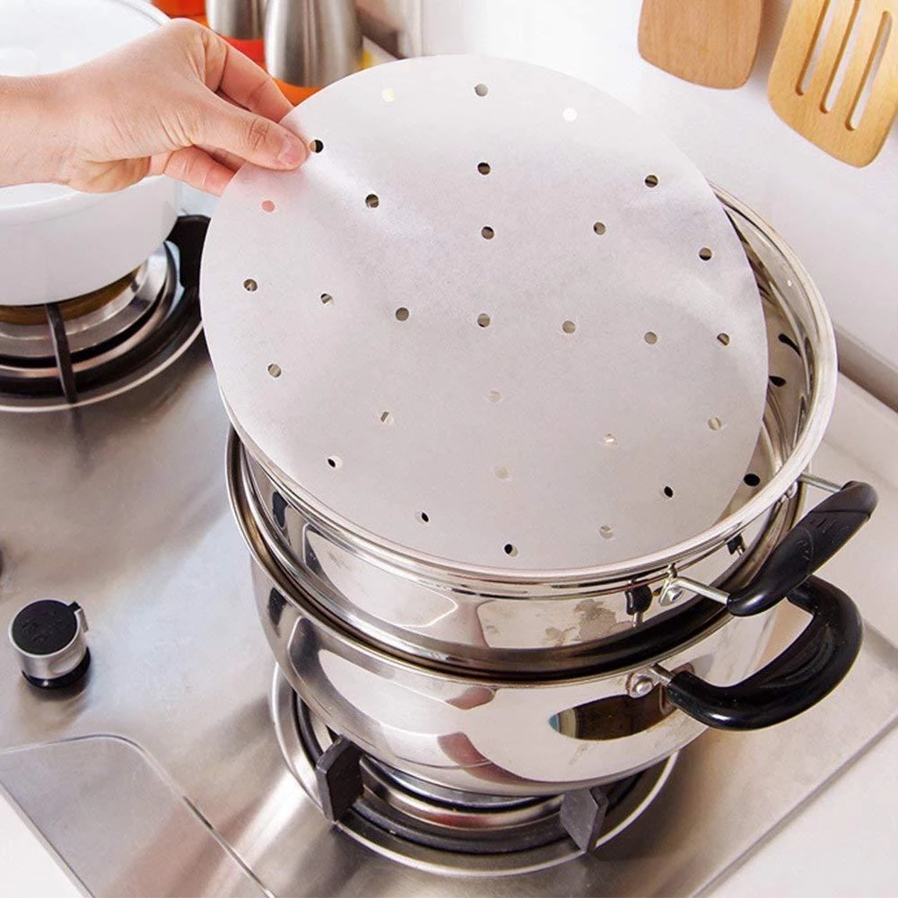 Set 100 Giấy Lót Hấp Bánh Chống Dính Dạng Lưới Tròn