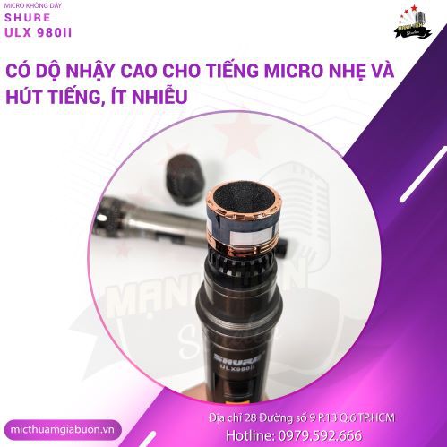 Micro không dây shure ulx980ii bắt sóng xa mạnh mẽ ổn định mic nhé không hú rít độ nhạy thích hợp quán bar, hội trường..