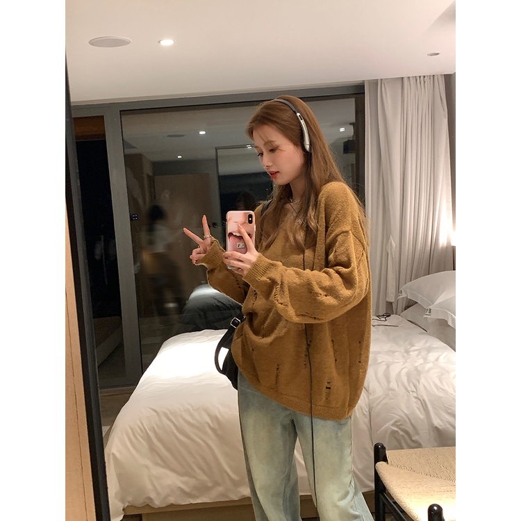 Áo sweater Dệt Kim Tay Dài Cổ Tròn Màu Sắc Đơn Giản Phong Cách Hàn Quốc Cho Nữ