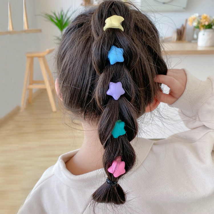 Bộ 10 Dây Cột Tóc Cao Su Thiết Kế Thắt Nút/Ngôi Sao/Hoạt Hình Cho Bé Gái