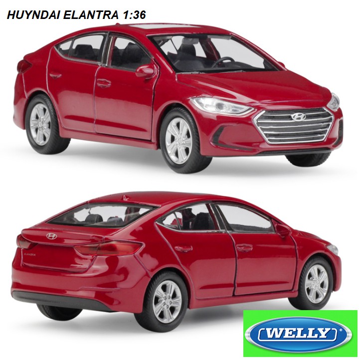 Xe mô hình ô tô Huyndai Elantra tỉ lệ 1:36 bằng sắt chạy cót mở 2 cửa trước