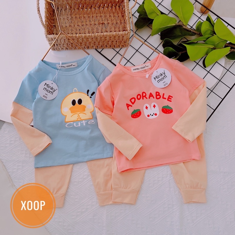 SALE !!! BỘ DÀI COTTON PHỐI TAY HOẠ TIẾT GÀ HÀNG MINKY CHO BÉ (SP001988) SHOP PHÚC YẾN