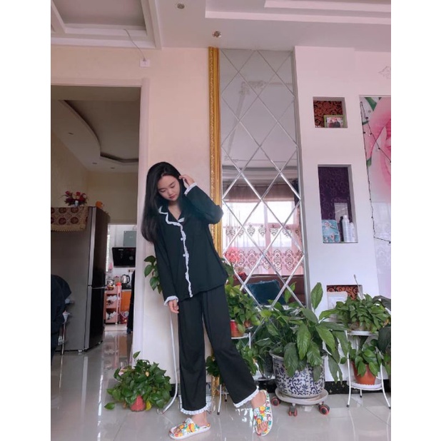 Bộ Ngủ Hè Phối Ren 2 Màu Ulzzang N92