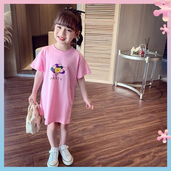 ✨✨Đầm Dài In Họa Tiết Hoạt Hình Phong Cách Hàn Quốc Thời Trang Mùa Hè Dành Cho Bé Gái 2022