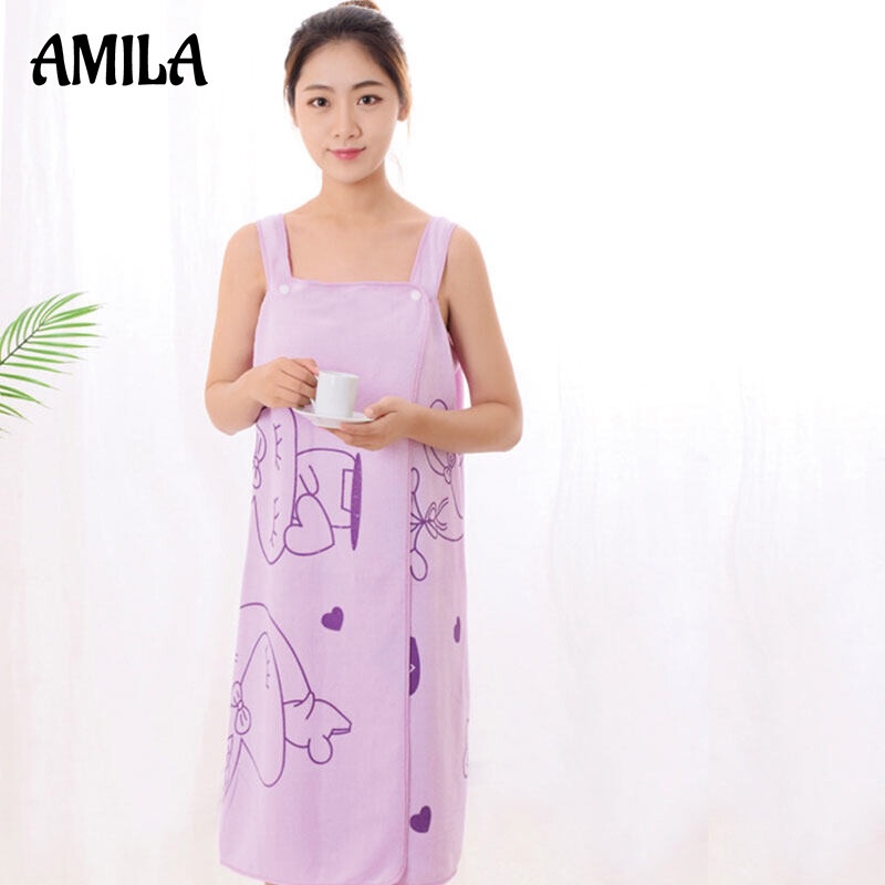 Khăn tắm kiểu đầm AMILA size lớn in họa tiết đáng yêu tháo rời được tiện lợi