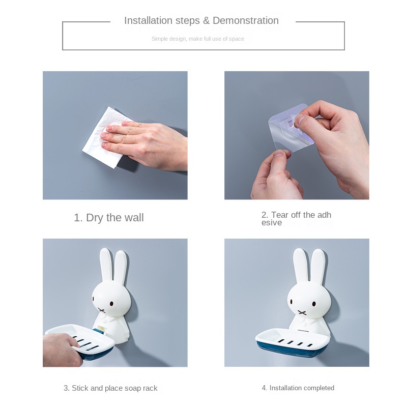 Hộp Nhựa Đựng Xà Phòng Gắn Tường Không Cần Khoan Hình Hoạt Hình Dễ Thương Có Giác Hút Cho Nhà Tắm