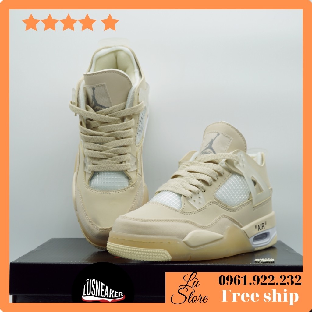 [FREESHIP+ẢNH THẬT] Giày sneaker Off W.hite /A.ir Jo.rdan 4 /C.ream/S.ail" OW/Lù Store | BigBuy360 - bigbuy360.vn