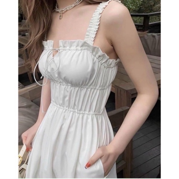 Váy Nữ 2 Dây Trắng Chun Ngực Dáng Xòe Free Ship, Váy Đầm Nữ Thời Trang Phong Cách Bồng Bềnh Tiểu Thư Giá Rẻ Chất Lượng | BigBuy360 - bigbuy360.vn