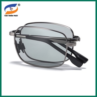 Kính mát nam nữ mắt đổi màu râm mát dùng ngày đêm, gọng kính gấp gọn 615DM. Tròng phân cực chống tia UV - Hàng nhập khẩu