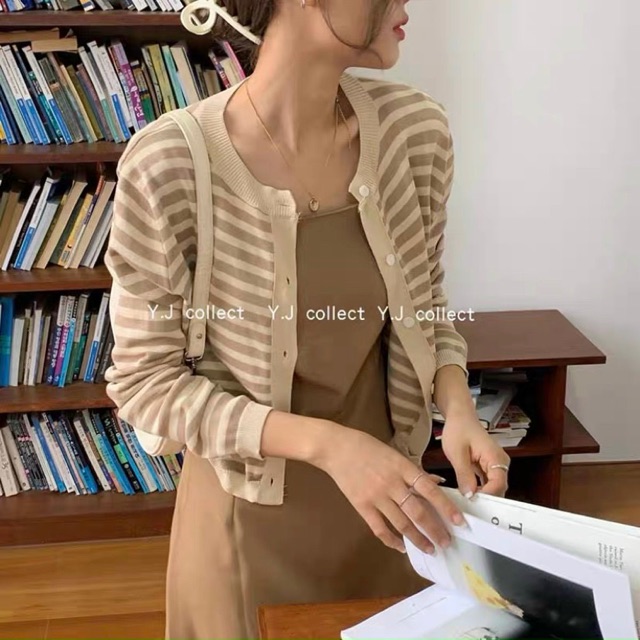 Áo cardigan len mỏng Kẻ ngang Ulzzang style  Hàng Quảng Châu
