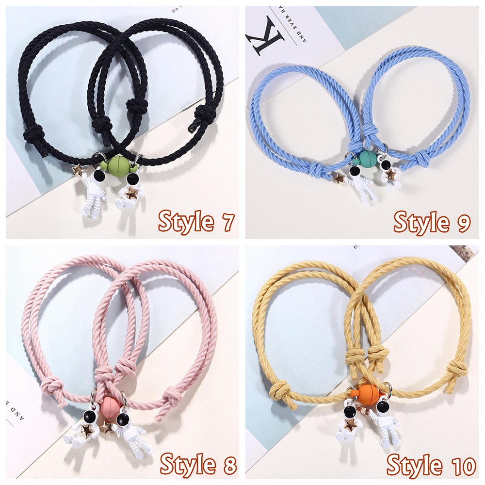2 vòng tay nam châm họa tiết phi hành gia xinh xắn dành cho nam và nữ
