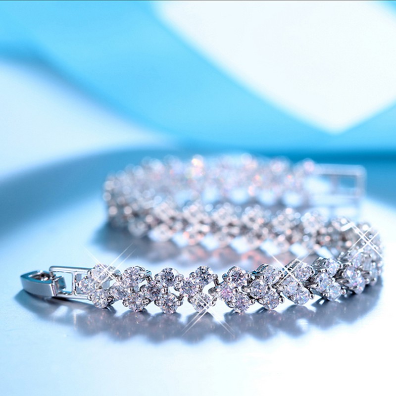 Vòng tay bạc S925 đính đá zircon thời trang dành cho nữ