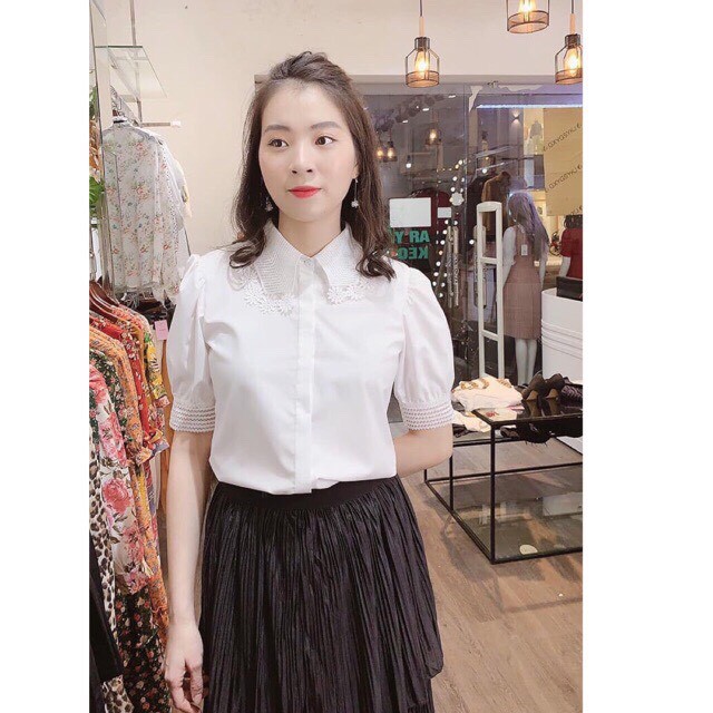 BÁN SỈ ÁO SƠ MI CỔ REN TAY BỒNG
