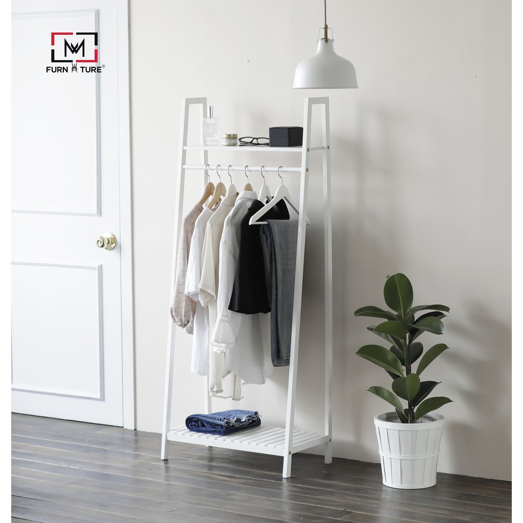 GIÁ TREO ĐỒ HÌNH THANG XUẤT KHẨU- LADDER HANGER FULL WHITE