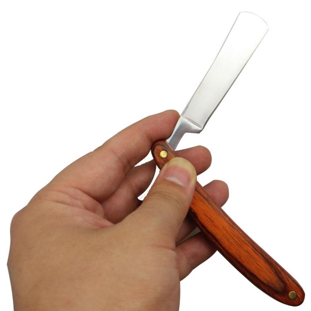 Natural Wood Shaving Razor Straight Razor Carbon Steel For Men Straight Razor