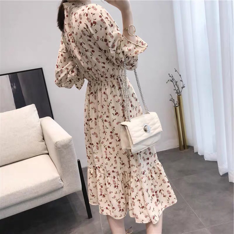 Đầm hoa nhí vintage dáng xòe đuôi cá tay lỡ chất voan dày dặn phong cách Hàn Quốc V14 - Roxie | BigBuy360 - bigbuy360.vn