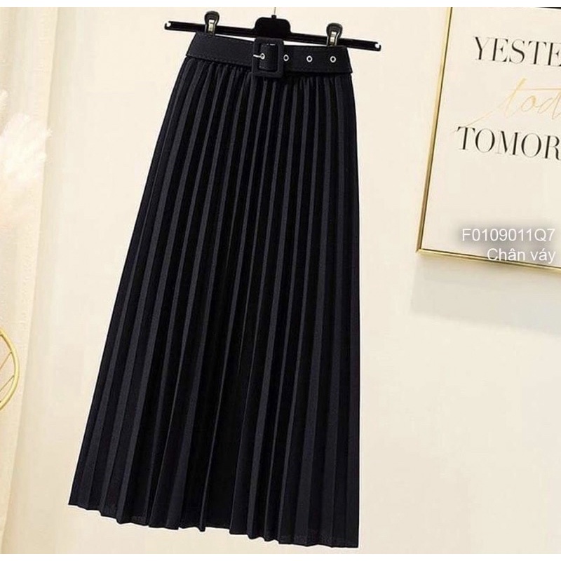 Chân Váy dài mi di gấp ly phối nịt eo TT0109