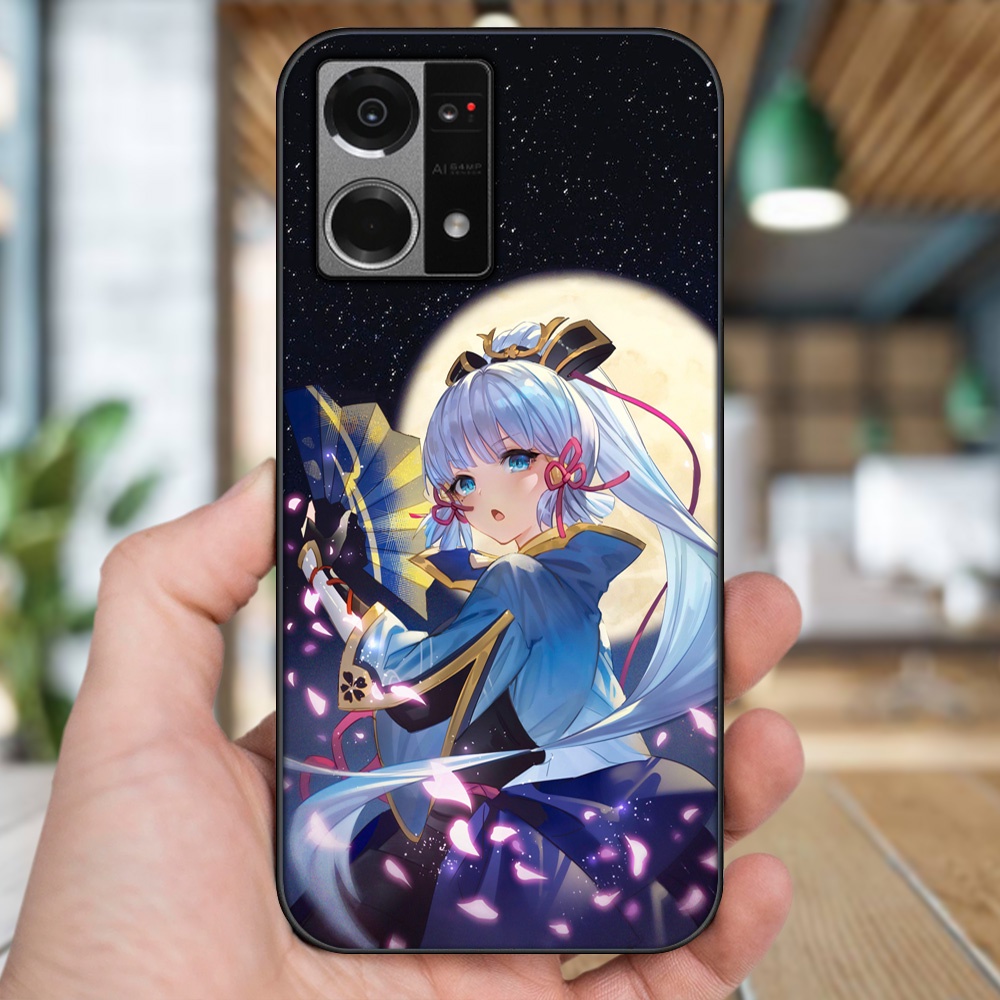 Ốp lưng Oppo Reno 7 4G viền đen in hình Ayaka Genshin Impact