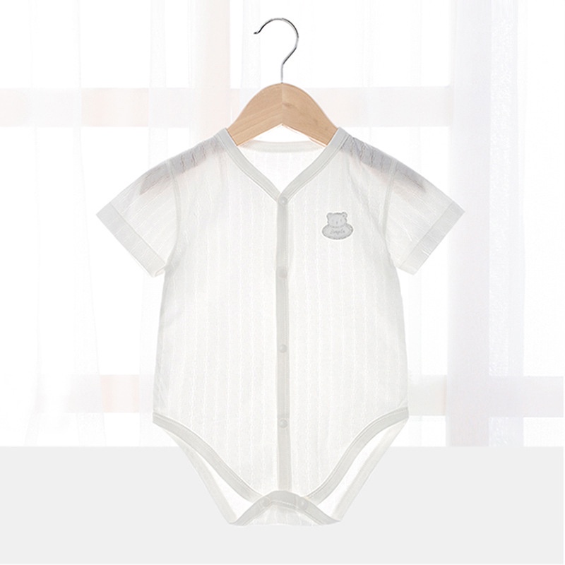 Bộ Áo Liền Quần Vải Cotton Mỏng Tay Ngắn Thời Trang Mùa Hè Cho Bé Sơ Sinh