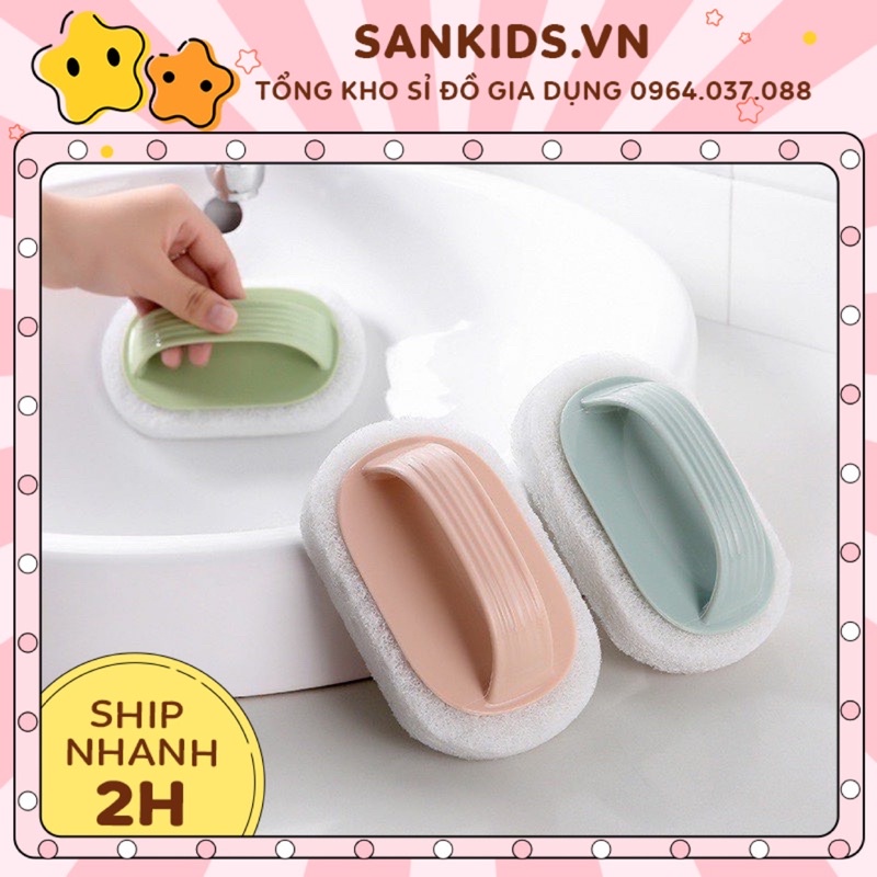 BÀN CHẢI CHÀ VỆ SINH NHÀ BẾP - Mút Xốp Bọt Biển Có Tay Cầm Cọ Rửa Nồi, Chảo,..